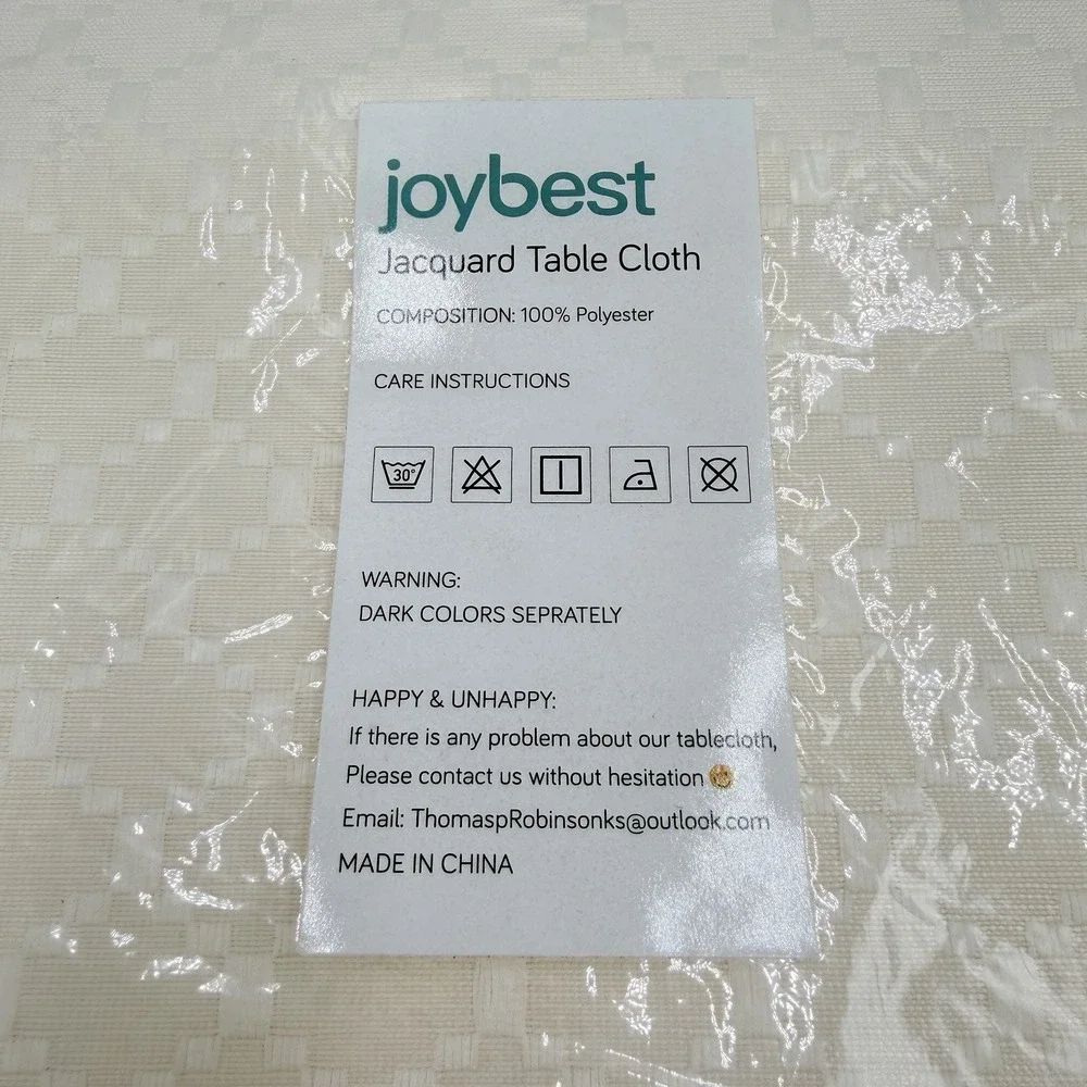 Joybest Jacquard Tablecloth 52x70 Beige Cream Rectangle Basketweave New